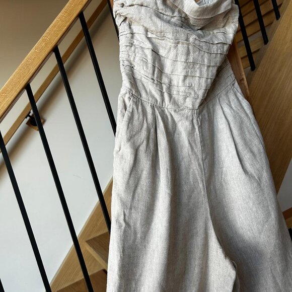 Abercrombie & Fitch Emerson Linen-Blend Strapless Jumpsuit - Size S - Picture 7 of 9